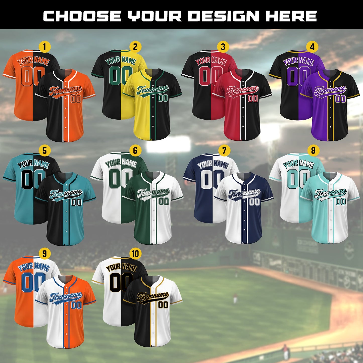 Custom Split Baseball Jersey, Custom Team Name Number Logo Jersey Shirt, Personalized Baseball Jersey for Adult Kid, Split Baseball Uniform