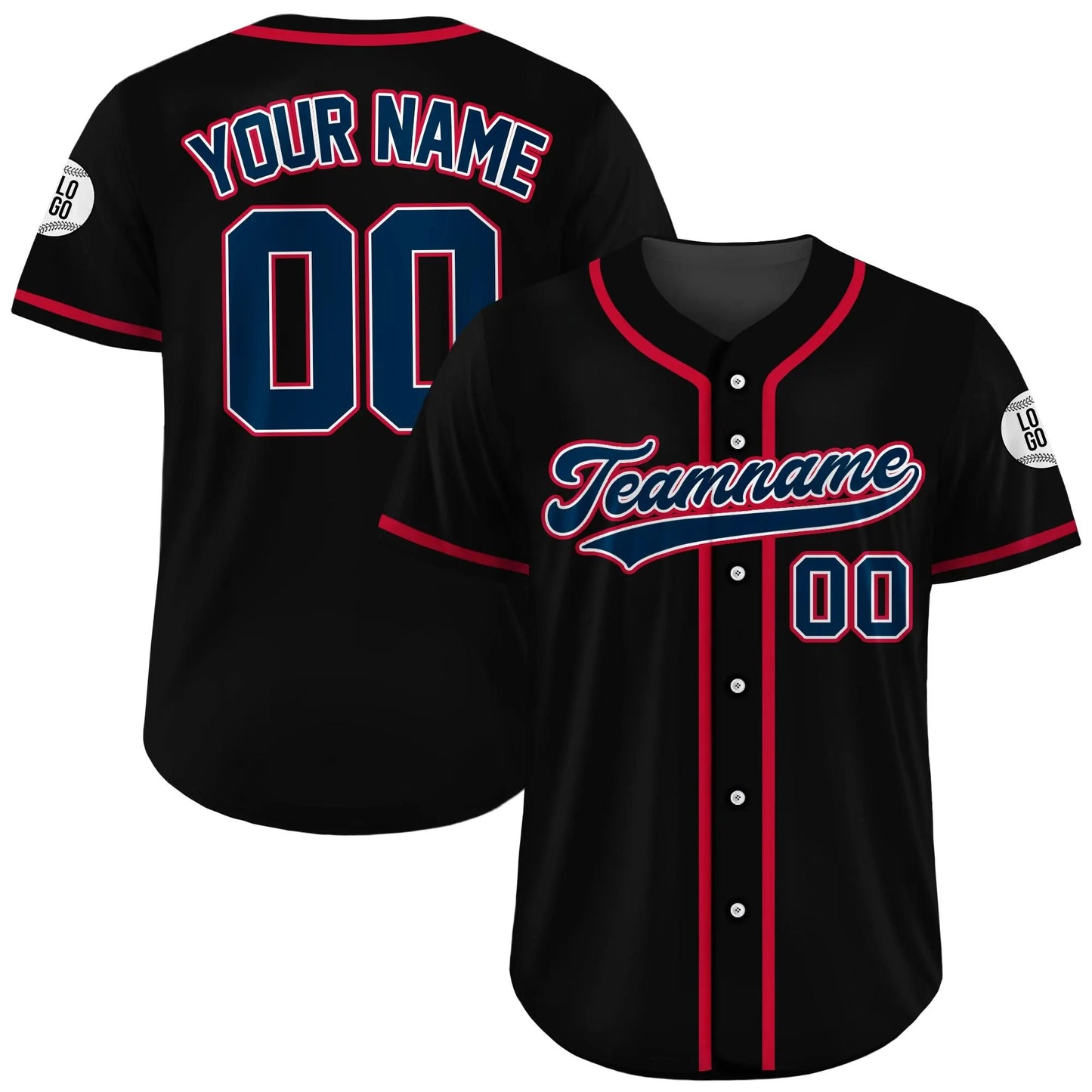 Custom Baseball Jersey, Custom Team Name Number Logo, Personalized Baseball Jersey for Adult Kid, Black Jersey Uniform for Baseball Lovers