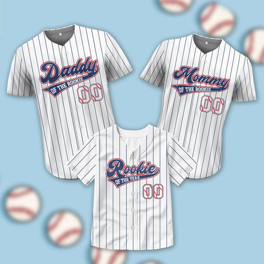 Personalized Mommy Daddy of the Rookie Baseball Jersey, Custom Name Number Rookie of the Year Jersey Family Matching Outfits Baseball Gifts