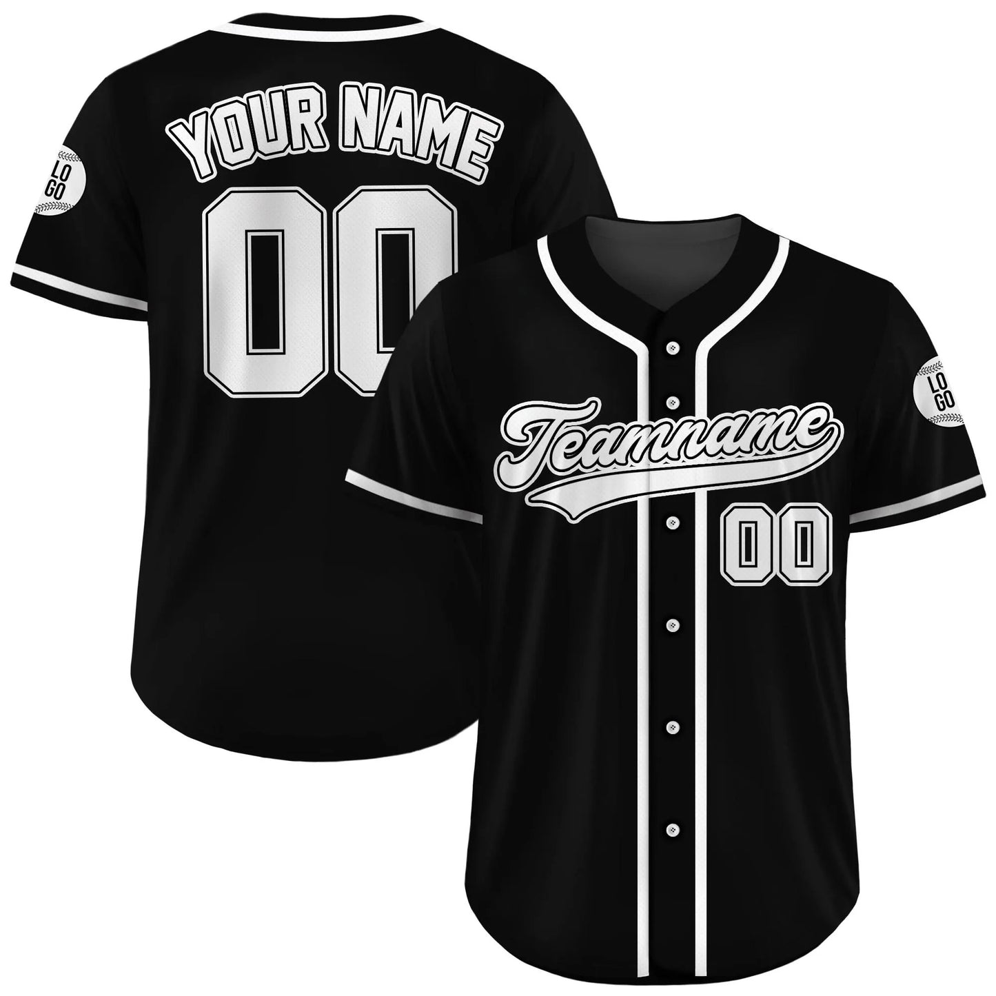 Custom Baseball Jersey, Custom Team Name Number, Personalized Baseball Jersey for Adult Kid, Black White Jersey Uniform for Baseball Lovers