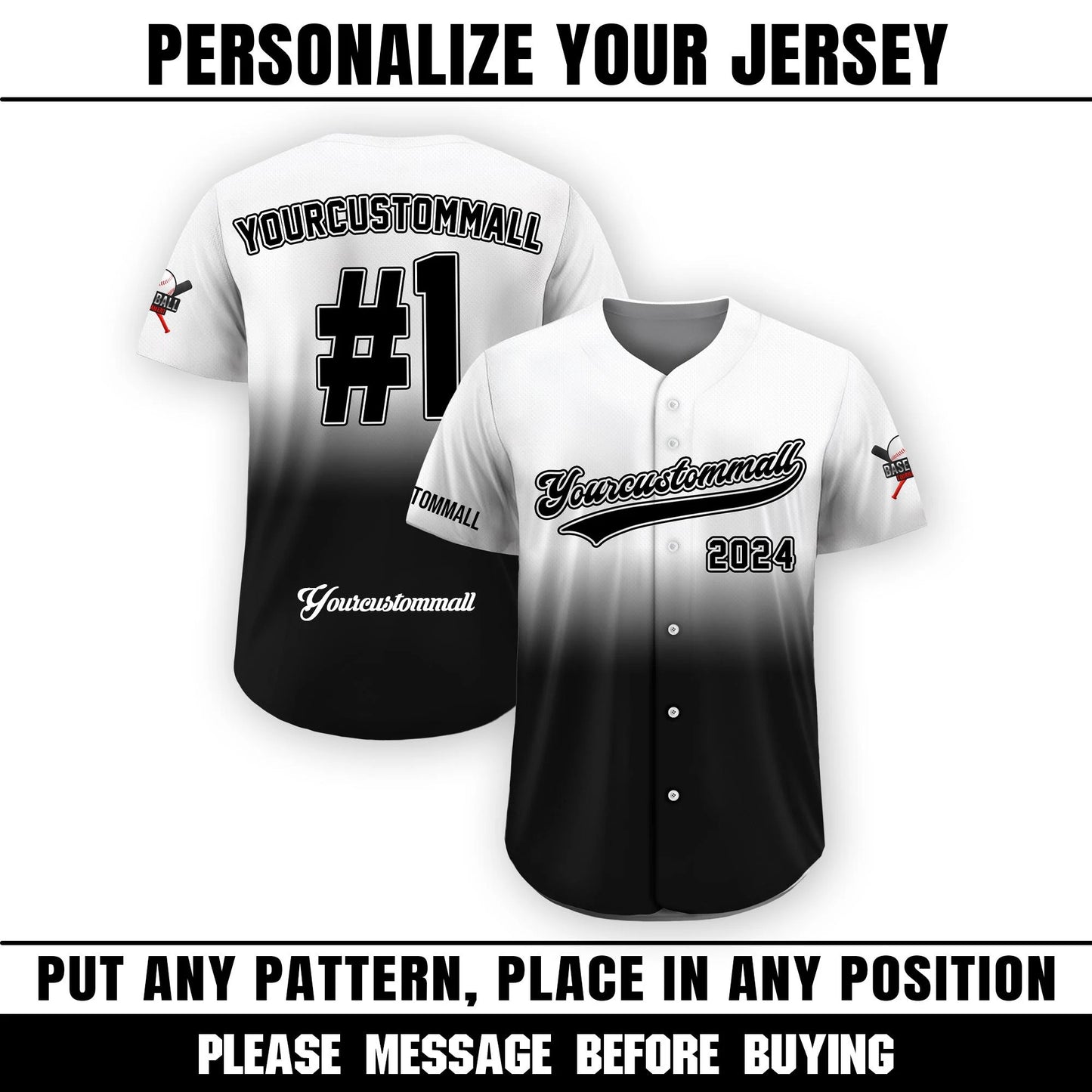 Custom Baseball Jersey for Men Women Youth Kid, Custom Jersey With Team Name Number, Personalized Jersey Button Down, Custom Jersey Request