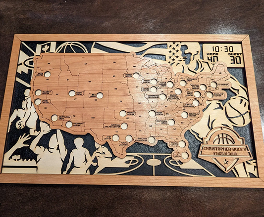 Personalized Basketball Map With Pin, Map Of Basketball Stadiums, Gift For Basketball Player, Basketball Stadiums Tracker