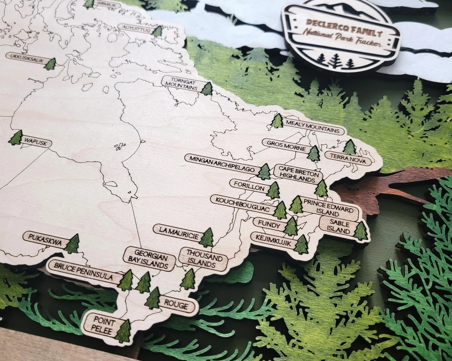 Personalized Canadian National Parks Travel Map, National Parks Wooden Map Tracker, Hiker Gift