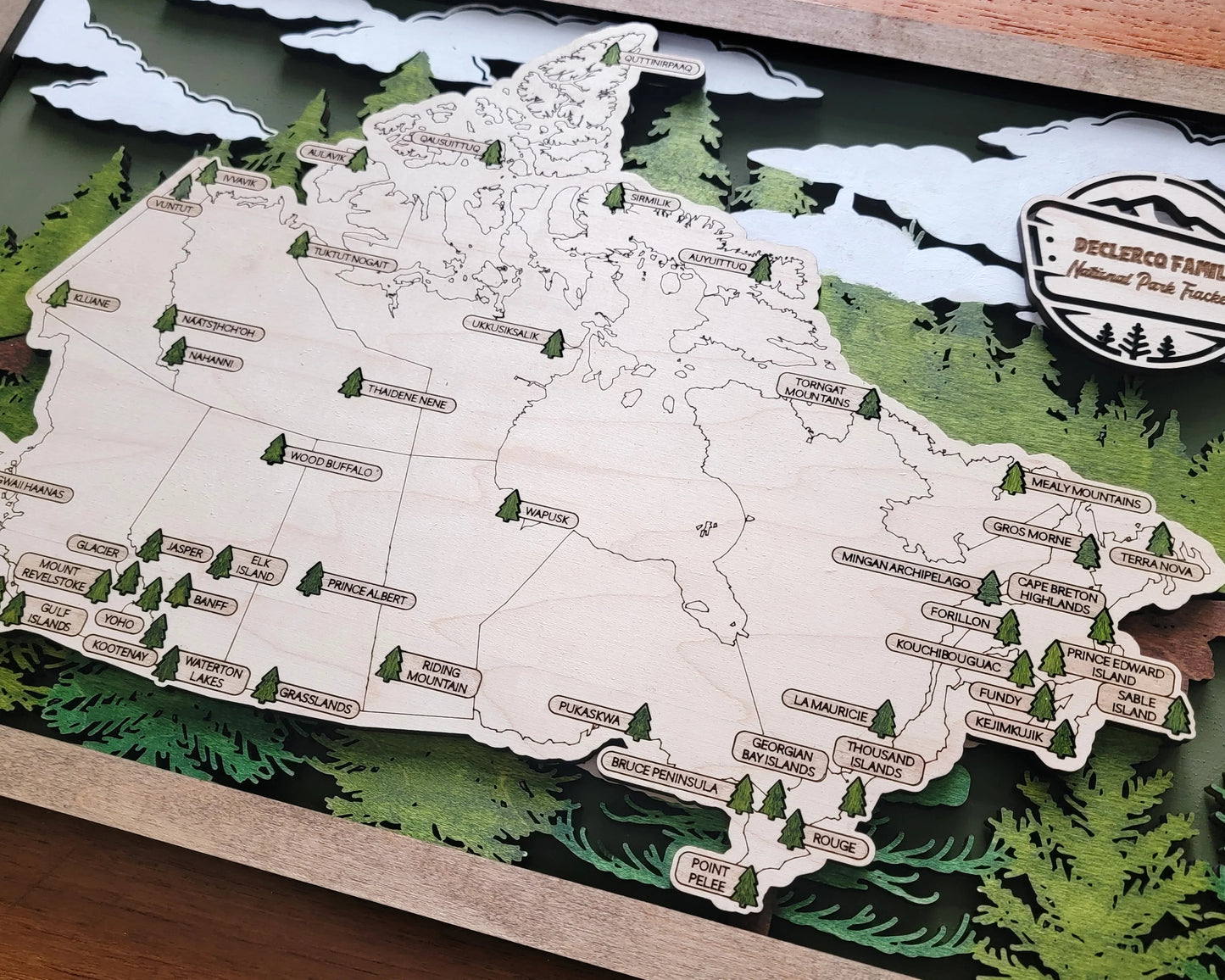 Personalized Canadian National Parks Travel Map, National Parks Wooden Map Tracker, Hiker Gift