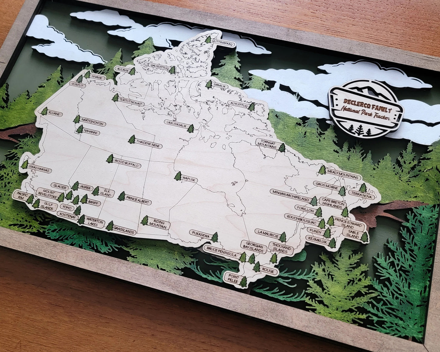 Personalized Canadian National Parks Travel Map, National Parks Wooden Map Tracker, Hiker Gift