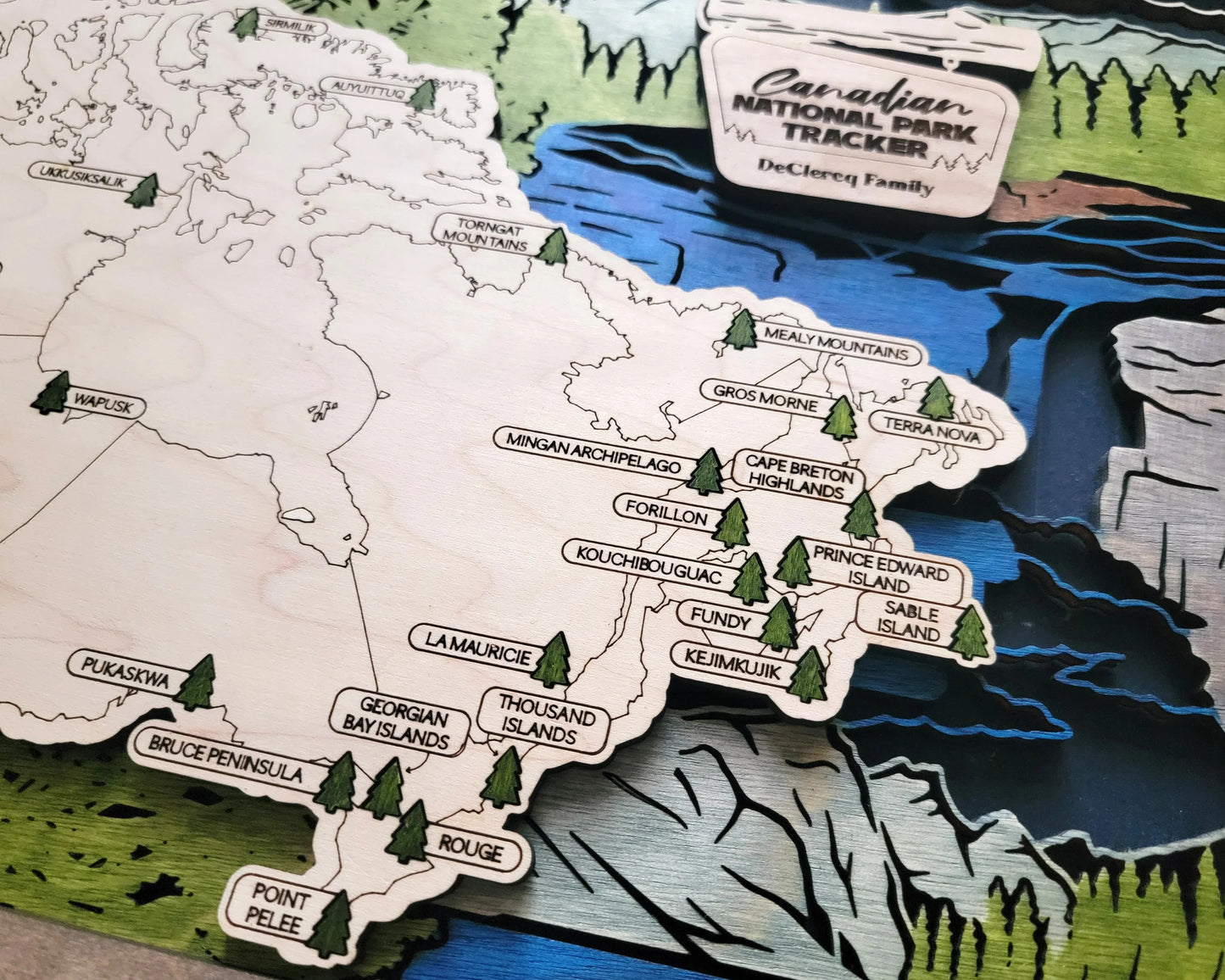 Personalized Canadian National Parks Travel Map, National Parks Wooden Map Tracker, Hiker Gift