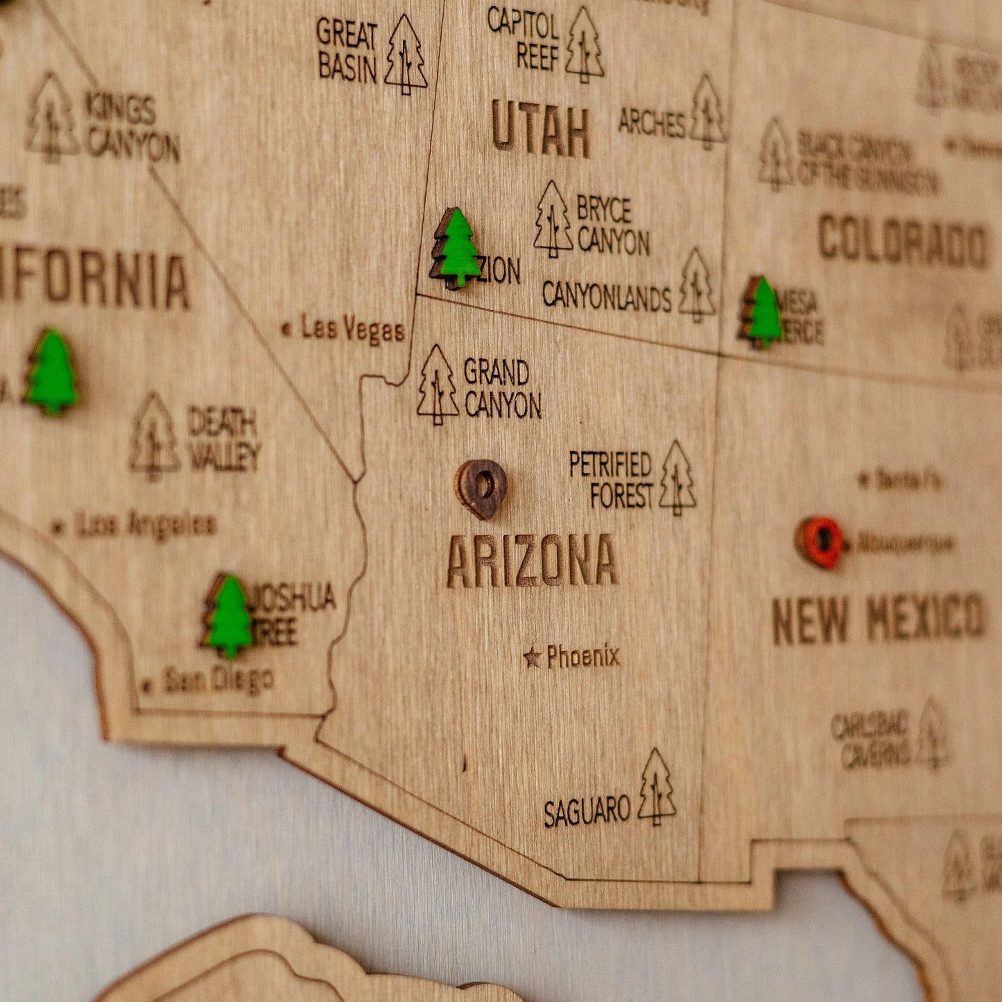 Personalized USA National Park Service Push Pin Map, National Parks Road Trip Wooden Map Tracker