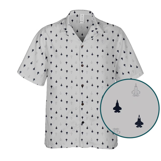 F35 Fighter Jet Hawaiian Shirt, Aviation Button Down, US Army Military Aircraft, Pilot Gift