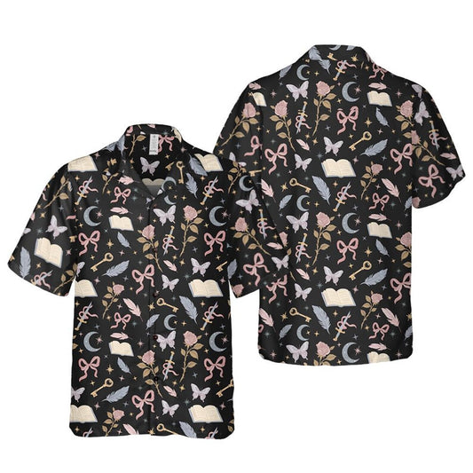 Romantasy Bookish Hawaiian Shirt – Magical Book Lover Button-up, Witchcore Fantasy Top