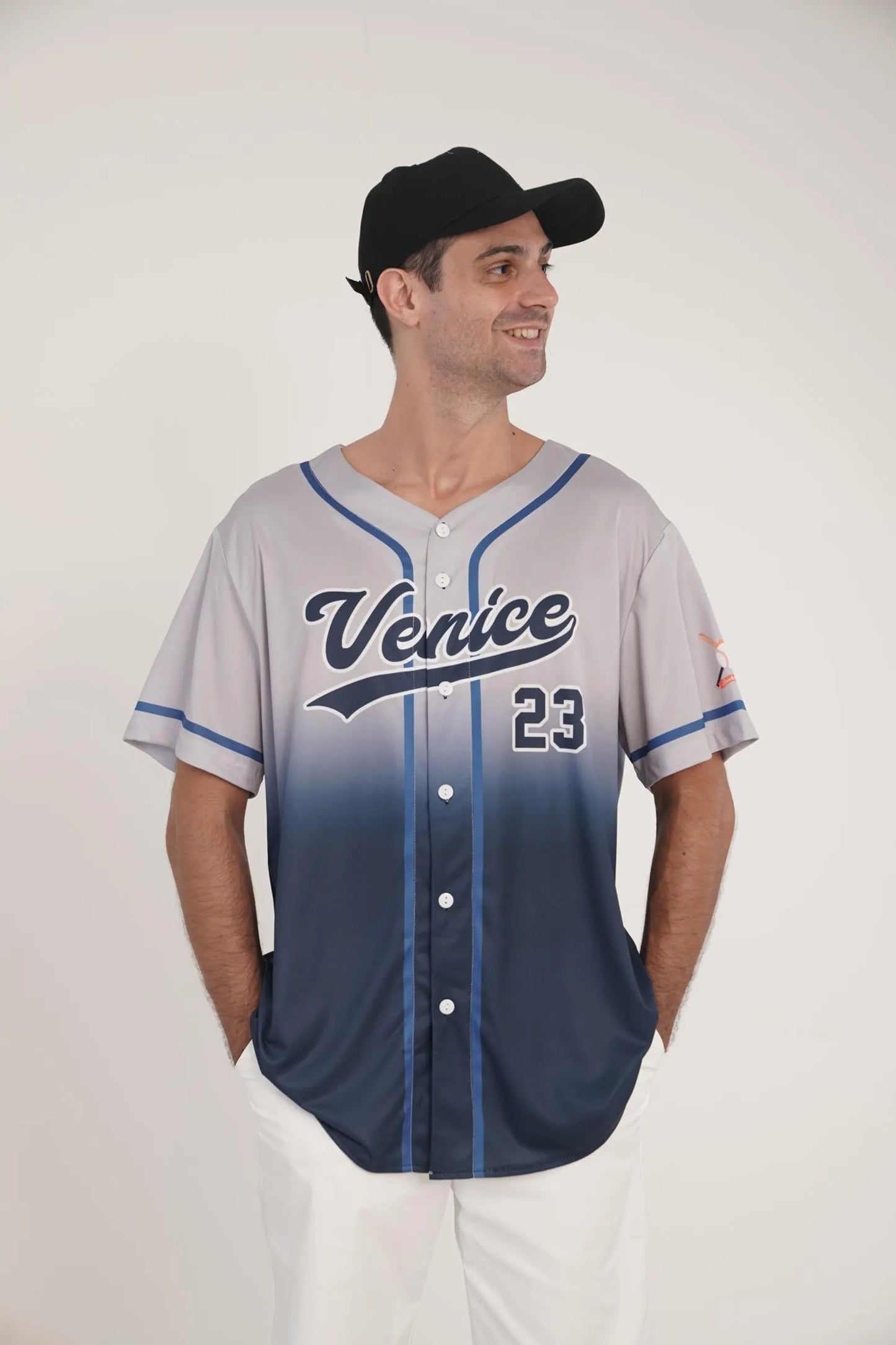 Custom Baseball Jersey Gradient With Teamname Name Number Logo, Personalized Jersey Shirt for Adult Kid, Gift for Baseball Fans Navy Gray