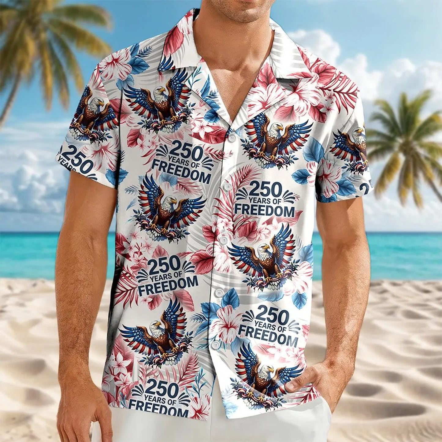 Personalized American Pride 1776–2026 Hawaiian Shirt, Custom Bald Eagle, USA 250th Anniversary Patriotic Shirt