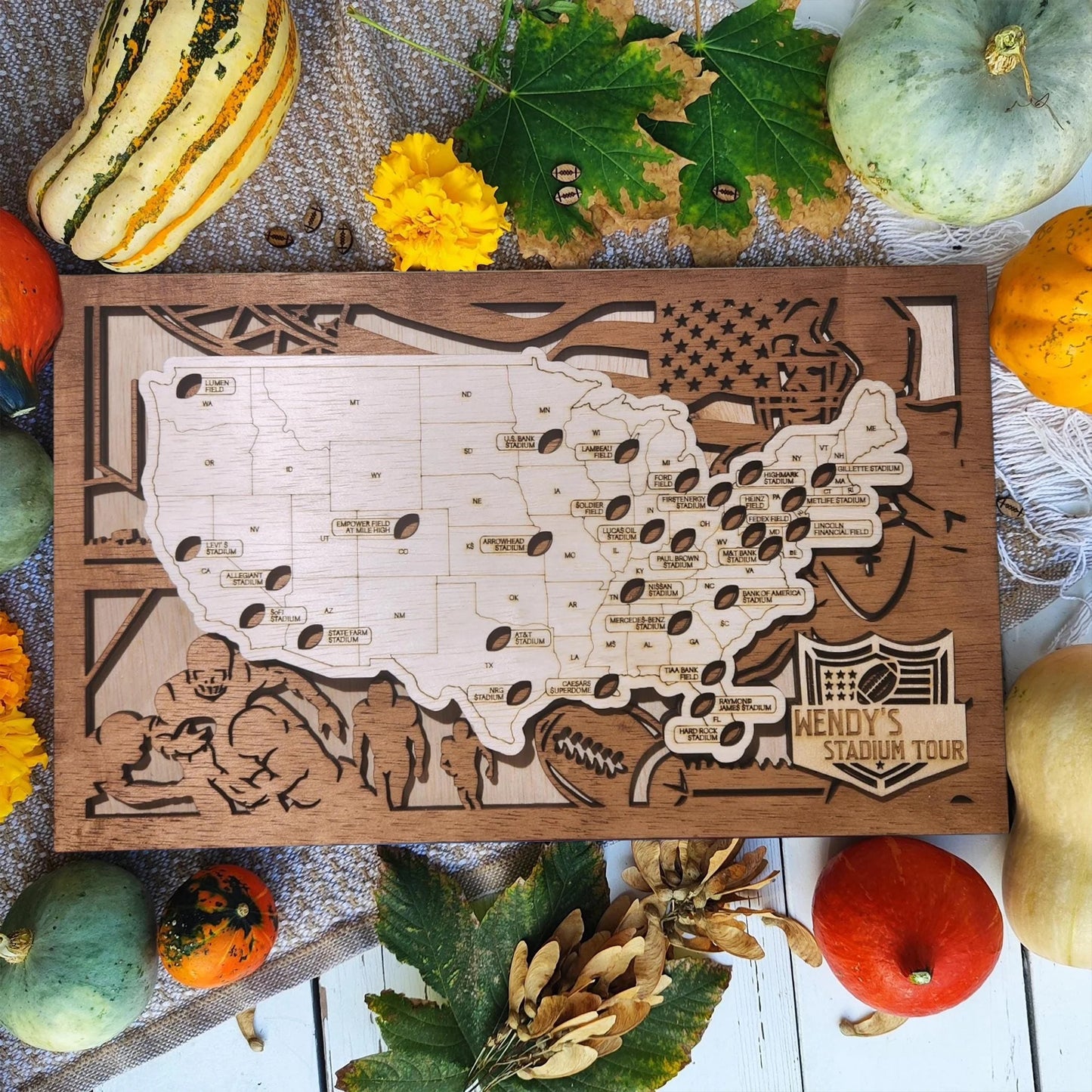 Custom Football Stadium Adventure Map, Football Map, Gift For Football Fans