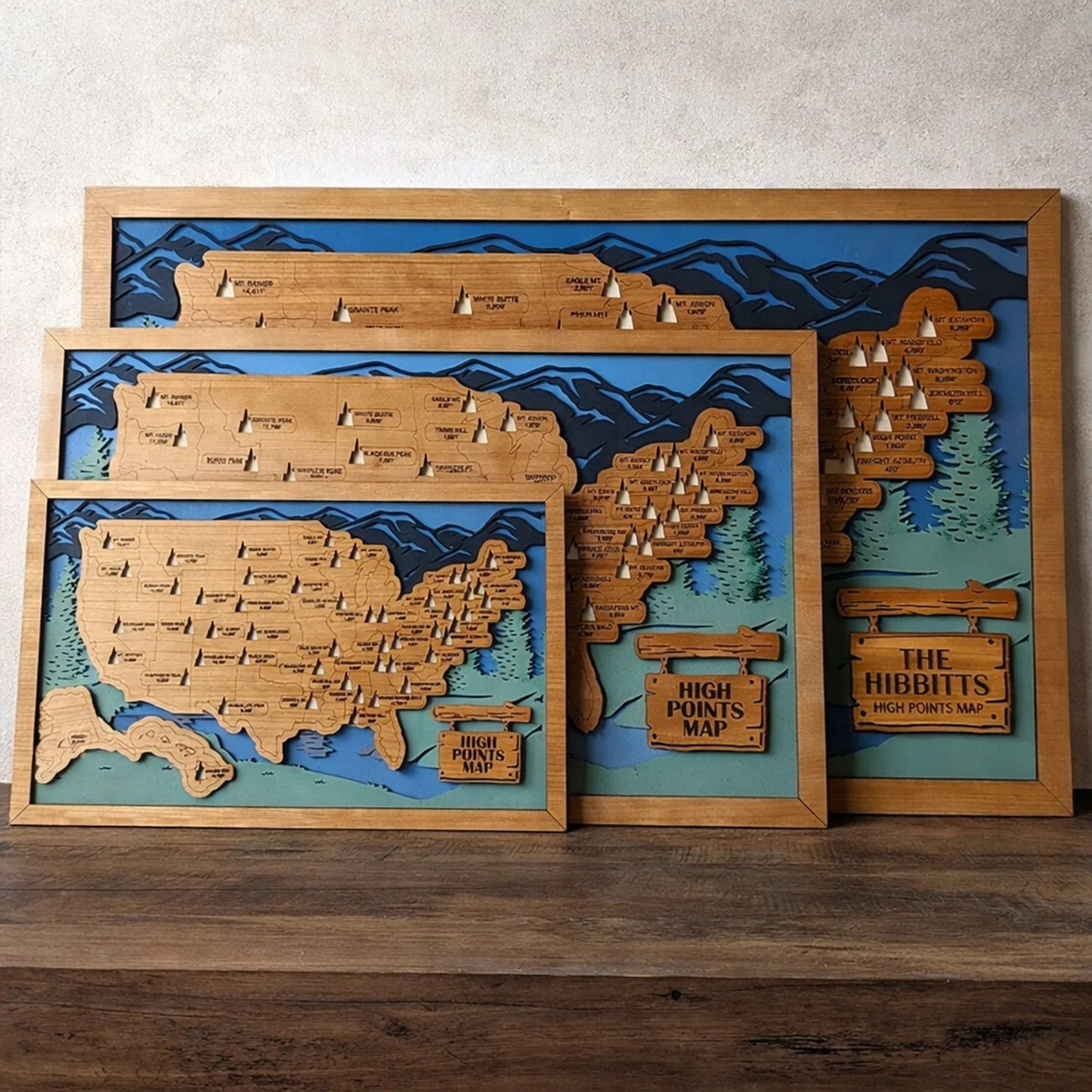 Highest Points In Each State Map, Highest Points Travel Map Tracker, Best Gifts For Hikers