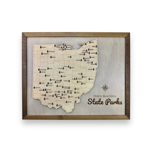 Personalized Ohio State Park Travel Map, Wooden Map Tracker, Gift For Travelers